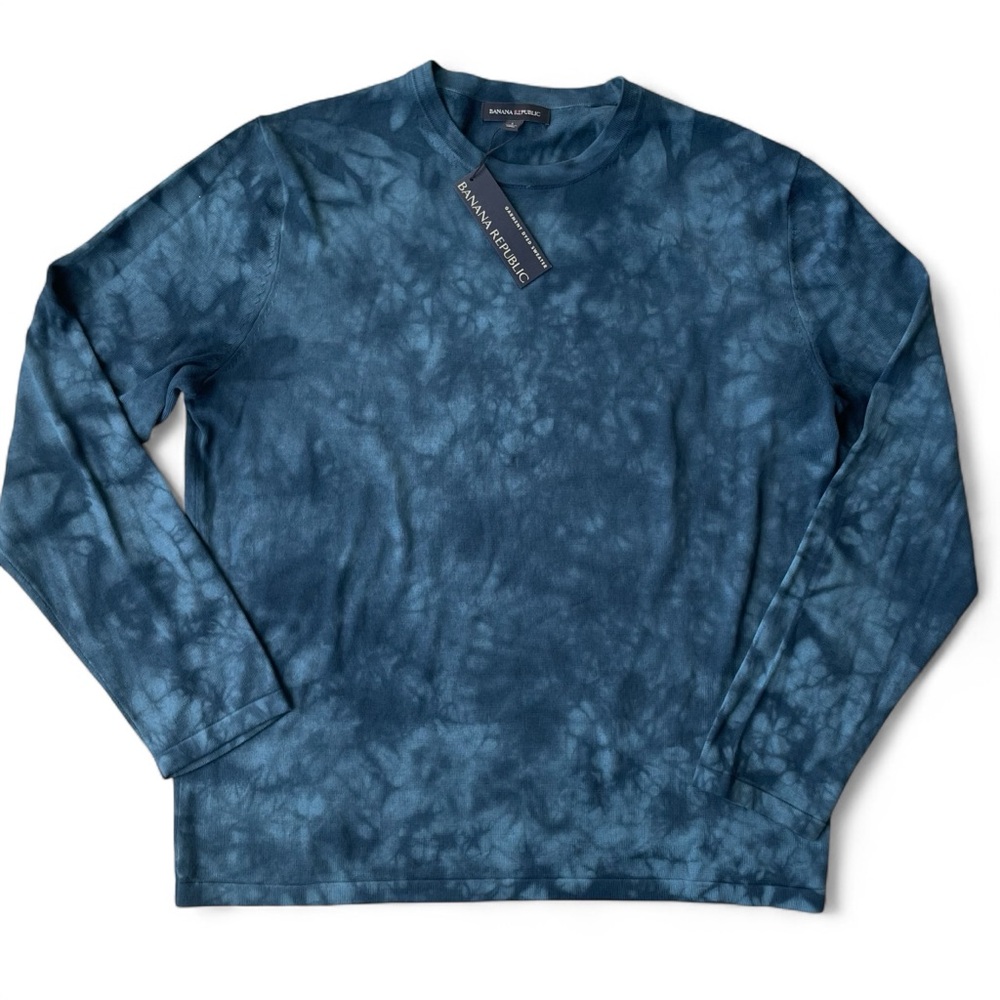 Banana Republic Men’s Garment-Dyed Long-Sleeve Crew Sweater Size L Green Blue